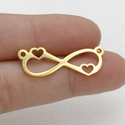 Endless love connector with surgical steel hearts in three color variants