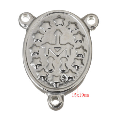 Rosary connector made of surgical steel