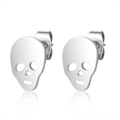 Skull stud earrings in two colors of surgical steel