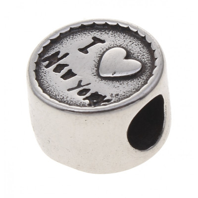 Bead with inscription I love New York, surgical steel