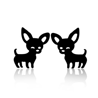 Dog earrings in four colors made of surgical steel