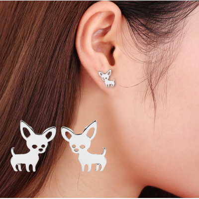 Dog earrings in four colors made of surgical steel