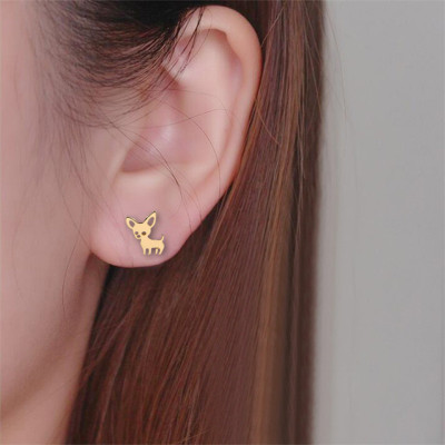 Dog earrings in four colors made of surgical steel