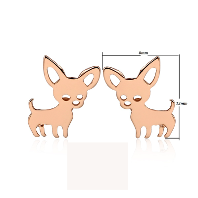 Dog earrings in four colors made of surgical steel