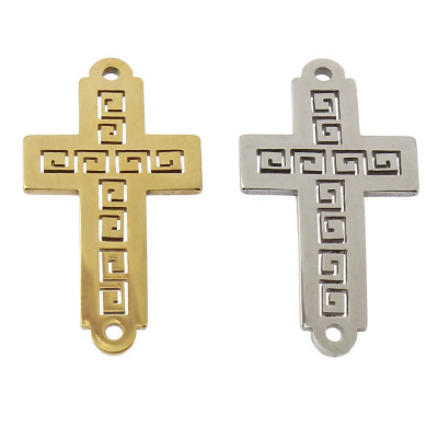 Cross connector made of surgical steel in two colors