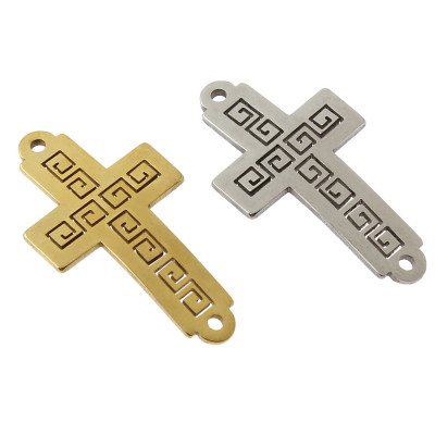 Cross connector made of surgical steel in two colors
