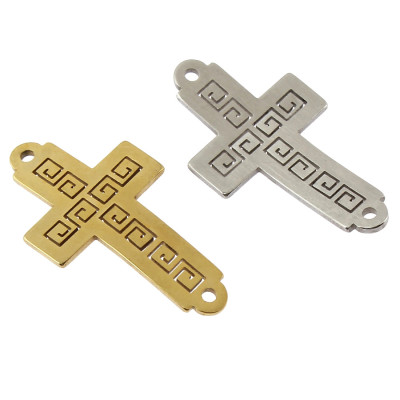 Cross connector made of surgical steel in two colors