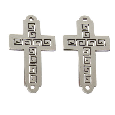 Cross connector made of surgical steel in two colors
