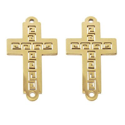 Cross connector made of surgical steel in two colors