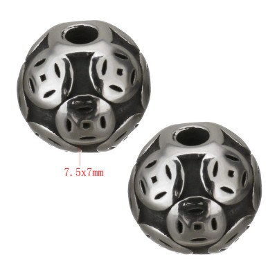 Bead decorated with surgical steel