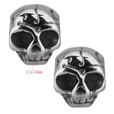 Skull bead with large surgical steel thread