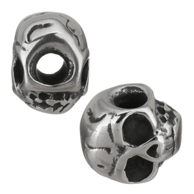 Skull bead with large surgical steel thread