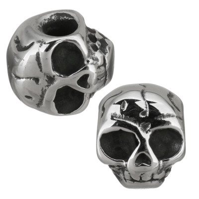 Skull bead with large surgical steel thread