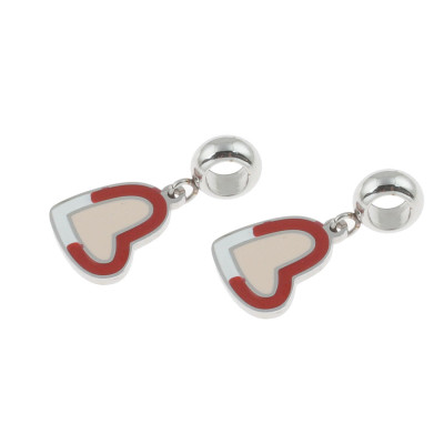 Heart pendant with red, white and pink enamel surgical steel