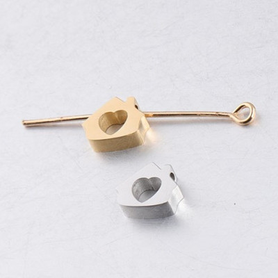 Bead house with heart two color combinations surgical steel