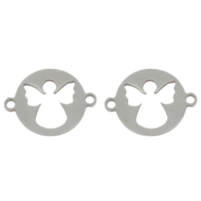 Connector with an angel in two colors, surgical steel