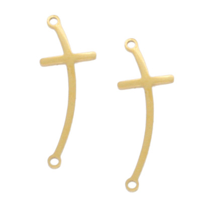 Connector curved cross in two colors surgical steel