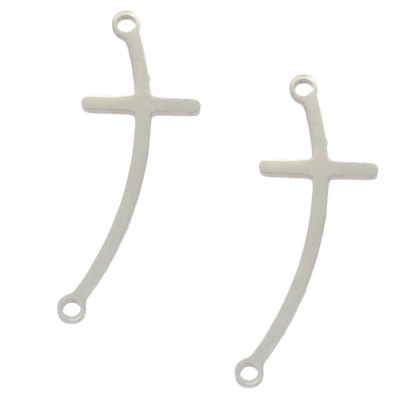 Connector curved cross in two colors surgical steel