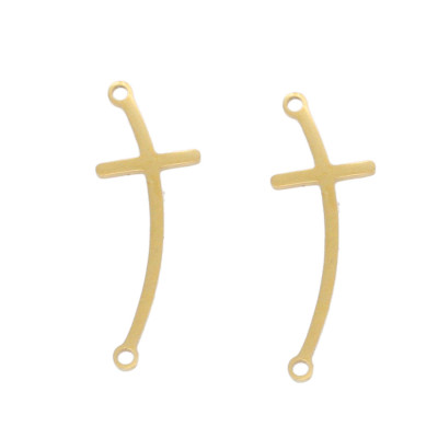 Connector curved cross in two colors surgical steel
