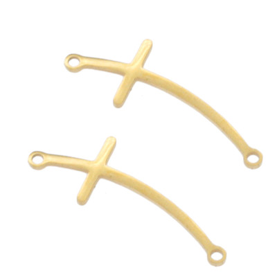 Connector curved cross in two colors surgical steel