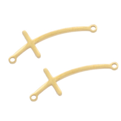Connector curved cross in two colors surgical steel