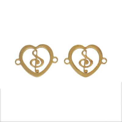 Heart connector with treble clef in two colors, surgical steel
