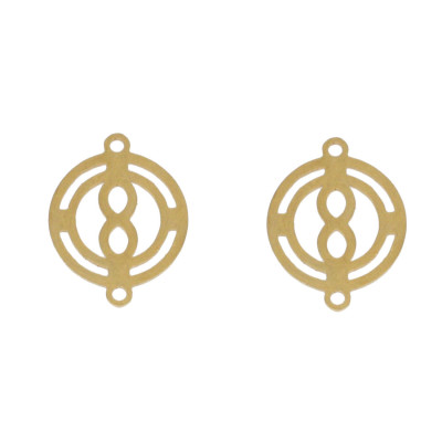 Wheel connector with horizontal figure eight in two colors, surgical steel