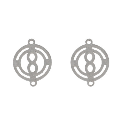 Wheel connector with horizontal figure eight in two colors, surgical steel