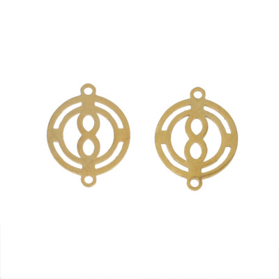 Wheel connector with horizontal figure eight in two colors, surgical steel