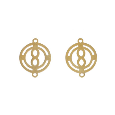 Wheel connector with horizontal figure eight in two colors, surgical steel