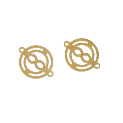 Wheel connector with horizontal figure eight in two colors, surgical steel