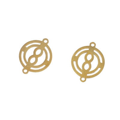 Wheel connector with horizontal figure eight in two colors, surgical steel