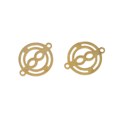 Wheel connector with horizontal figure eight in two colors, surgical steel