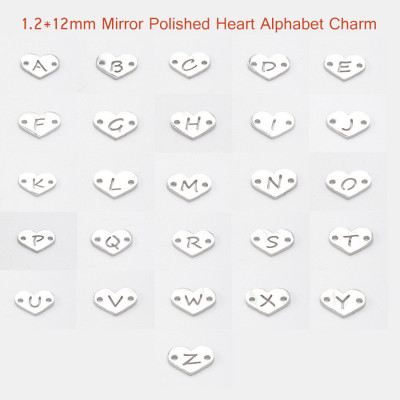 Heart shape connector with surgical steel letter