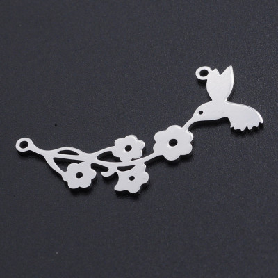 Connector bird with flowers surgical steel