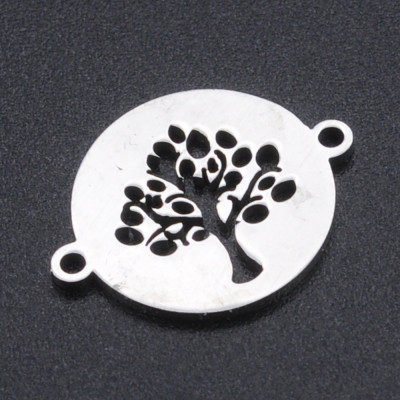 Slab connector with tree of life surgical steel