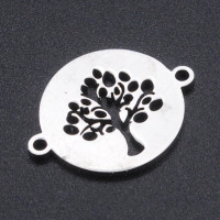 Slab connector with tree of life surgical steel