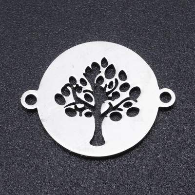 Slab connector with tree of life surgical steel