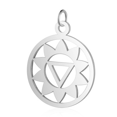 Pendant wheel with flower and triangle in three color combinations surgical steel