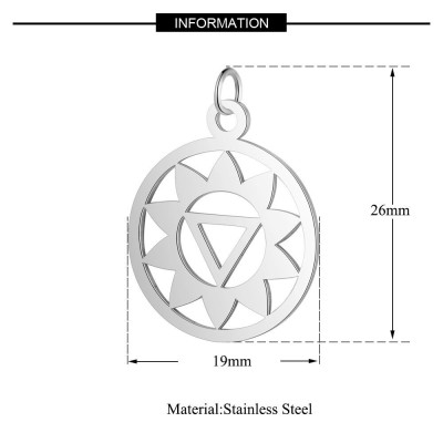 Pendant wheel with flower and triangle in three color combinations surgical steel