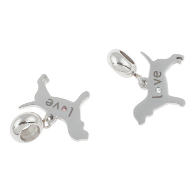 Dog pendant with the inscription Love and a crystal color crystal surgical steel