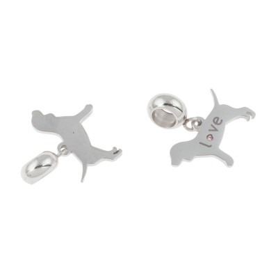 Dog pendant with the inscription Love and a crystal color crystal surgical steel