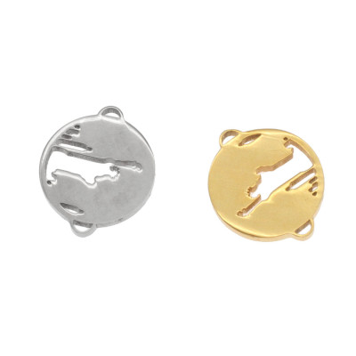 Badge connector with the Statue of Liberty in two color combinations surgical steel