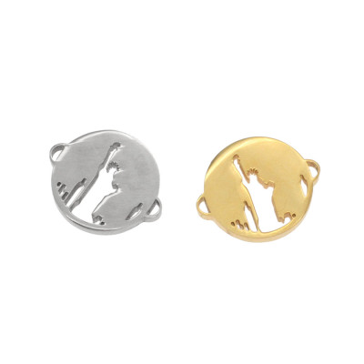 Badge connector with the Statue of Liberty in two color combinations surgical steel