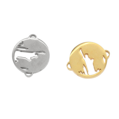 Badge connector with the Statue of Liberty in two color combinations surgical steel