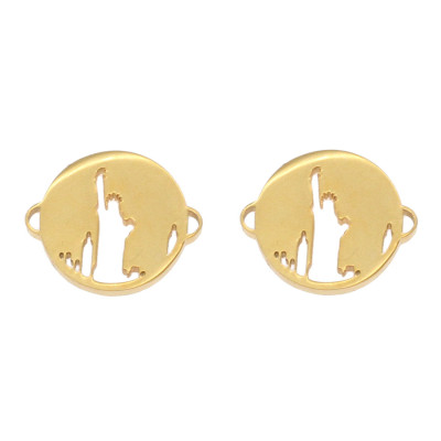 Badge connector with the Statue of Liberty in two color combinations surgical steel