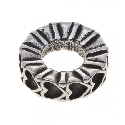 Extension ring with black hearts, surgical steel