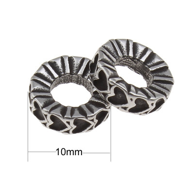 Extension ring with black hearts, surgical steel