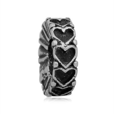 Extension ring with black hearts, surgical steel