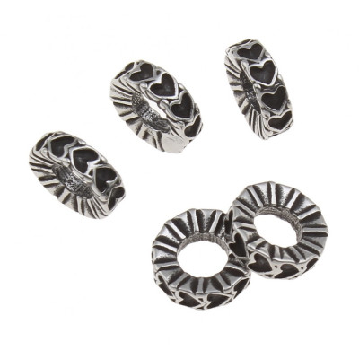 Extension ring with black hearts, surgical steel